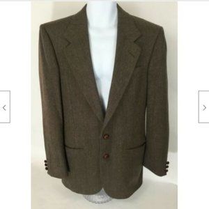 Perry Ellis Mens Brown Wool Blazer Sport Coat Jacket 2 Button Waist 19 Pit 20.5